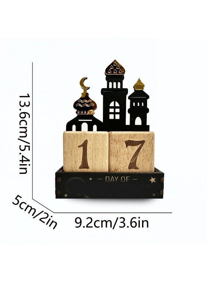 Ramadan Advent Countdown Calendar Wooden Ramadan decorations for home 2026, 30 Days Til Eid 2026, Adjustable Date,Eid Mubarak Centerpieces Decorations Parties Muslim Decor for Home Table Office Table Kids Gift - Image 5